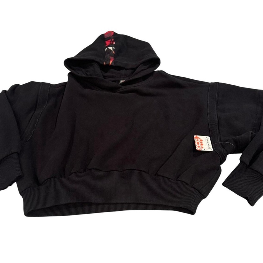 NWT Free People Snow Flow Black Hoodie with Red Accents